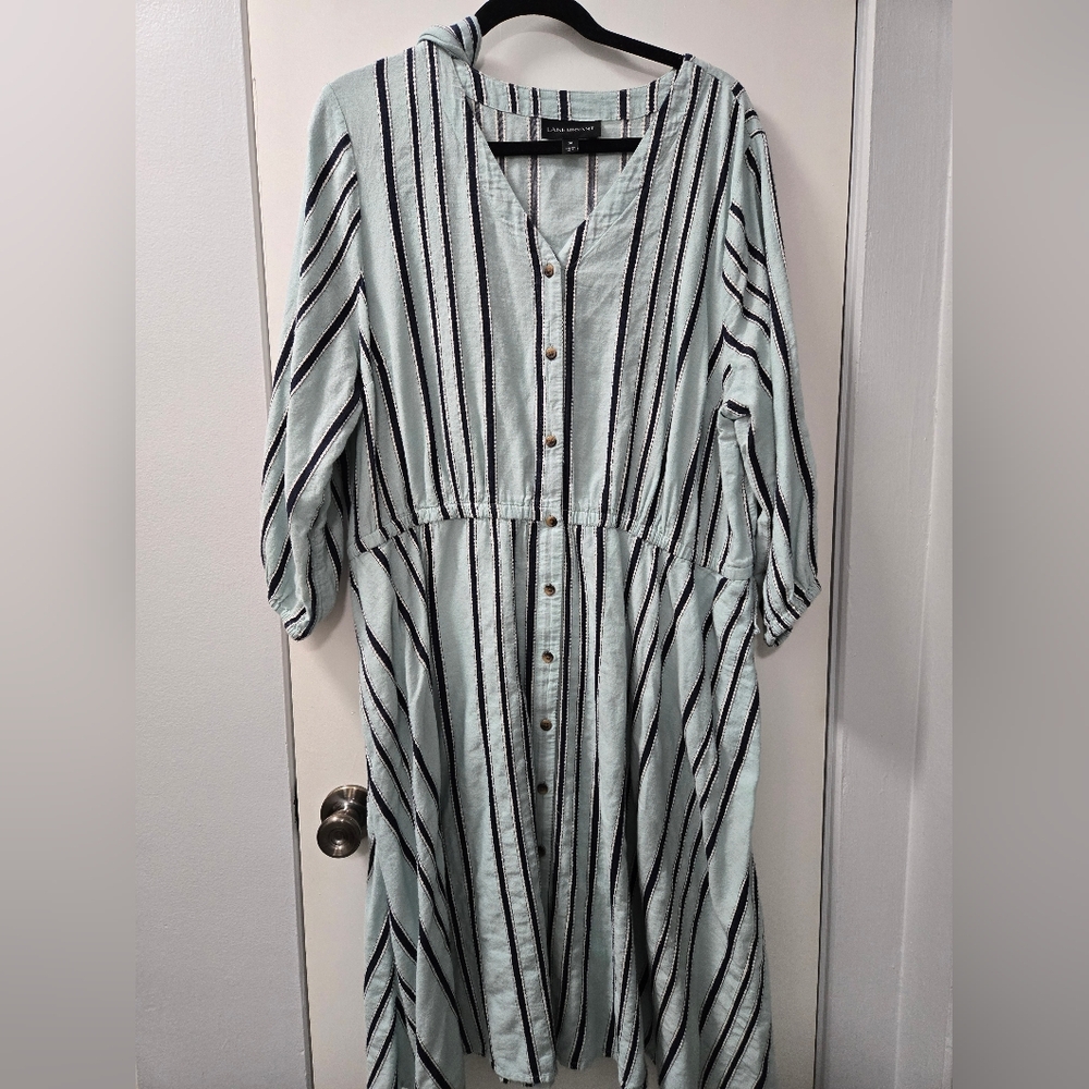Lane Bryant Striped Midi Dress - Dark blue and White